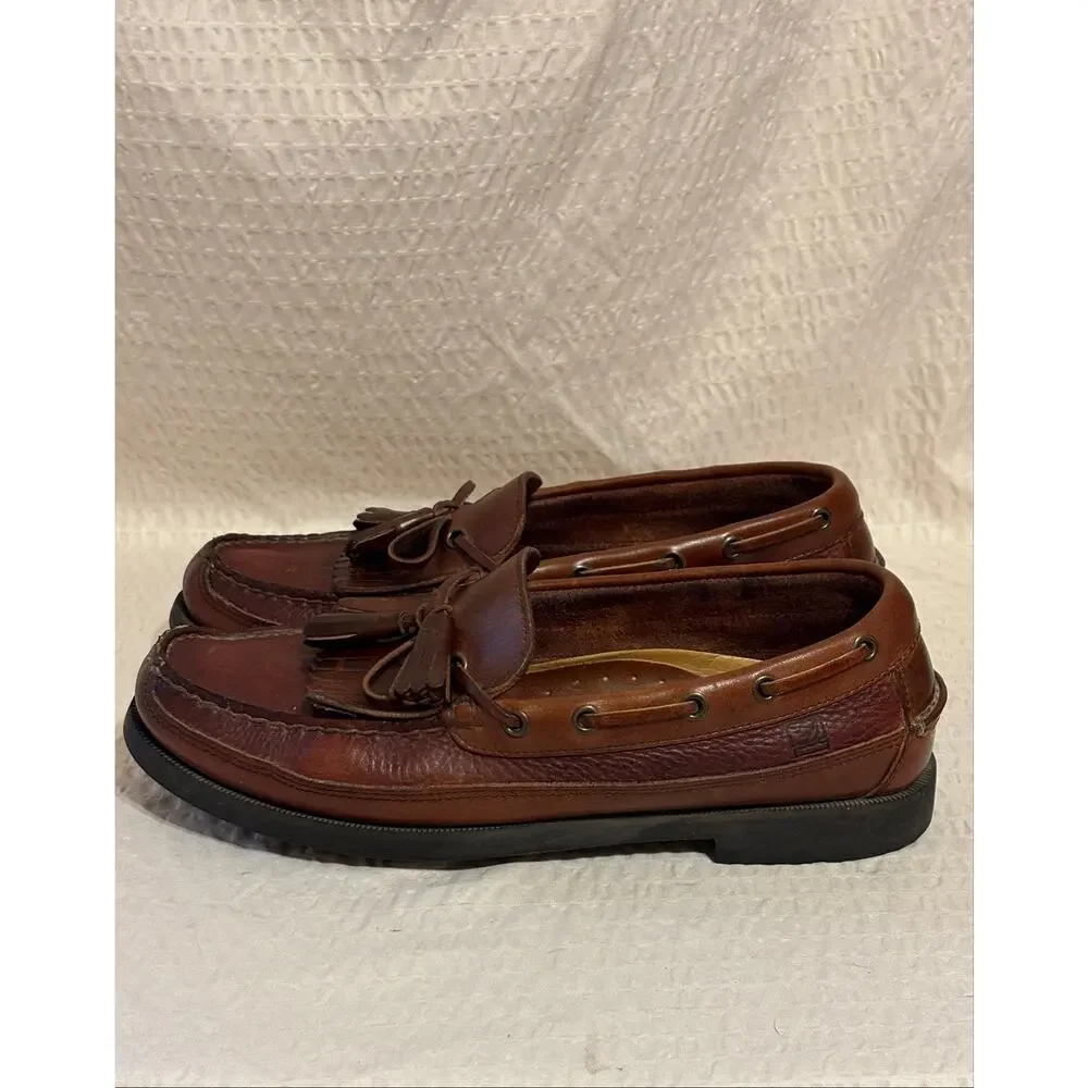 Sperry Top-Sider Lakewood Kiltie Tassle Boat Shoes Loafers Brown Leather Mens 10